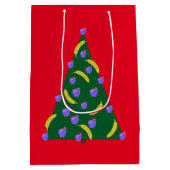 Pop Art kerstboom met appels en bananen Medium Cadeauzakje (Achterkant)