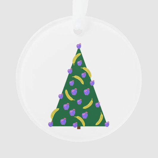Pop Art kerstboom met appels en bananen Ornament (voorkant)