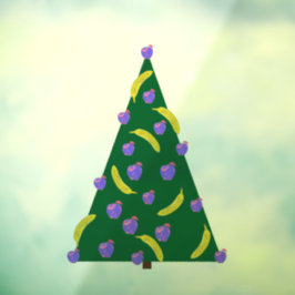 Pop Art kerstboom met appels en bananen Raamsticker