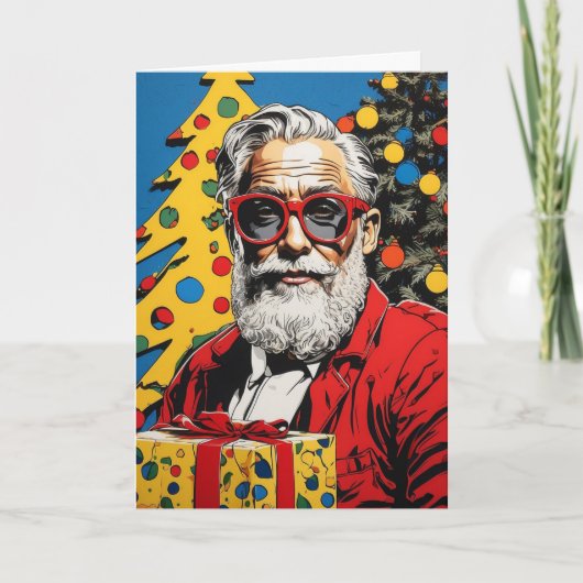 Pop Art Kerstman Kaart | Aangepaste Collage Kerstm (Voorkant)