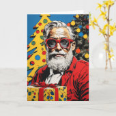 Pop Art Kerstman Kaart | Aangepaste Collage Kerstm (Gele Bloem)