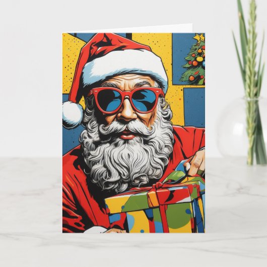 Pop Art Kerstman Kaart | Aangepaste Collage Kerstm (Voorkant)