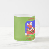 Pop art - Kerstman op zijn trein Matglas Koffiemok (Voorkant rechts)