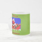 Pop art - Kerstman op zijn trein Matglas Koffiemok (Voorkant links)