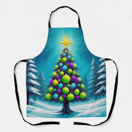 Pop Art Kerstmis met Neon Groen Blauw Paars Schort