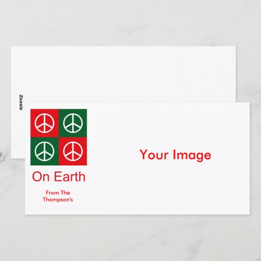 Pop Art Kerstmis PEACE Feestdagenkaart (Voorkant / Achterkant)