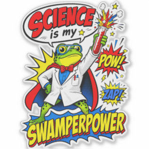 Pop Art Kikker Wetenschapper Wetenschap is Mijn Mo Sticker