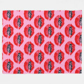 Pop Art Kiss Lips Repeat Fleece Deken (Voorkant (Horizontaal))