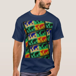 pop art kleur Wereldkaarten T-shirt