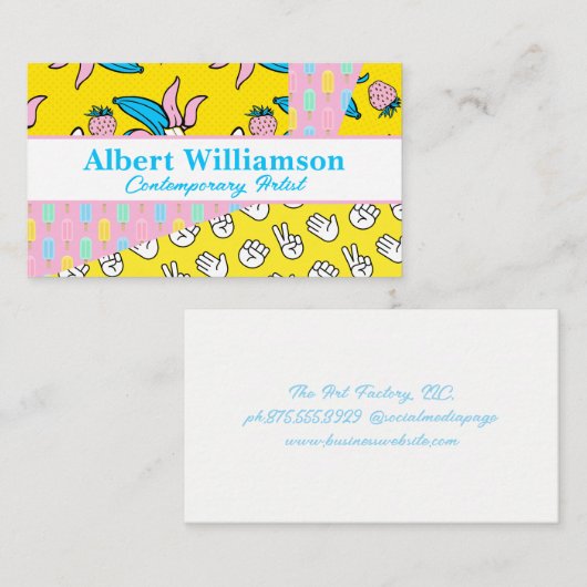Pop Art | Kleurenblok Patronen | Kleurrijk Visitekaartje (Voorkant / Achterkant)