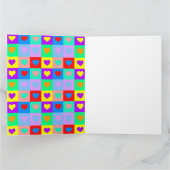 Pop Art Kleurrijk Hart Patroon Kaart (Binnen)