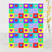 Pop Art Kleurrijk Hart Patroon Kaart (Gele Bloem)
