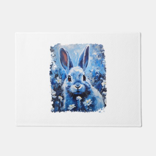 Pop Art Kleurrijke Bunny Konijn Blauw Deurmat (Voorkant)
