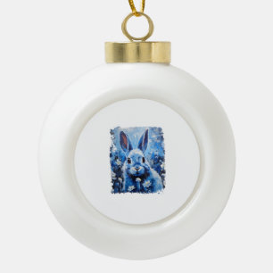 Pop Art Kleurrijke Bunny Konijn Blauw Keramische Bal Ornament