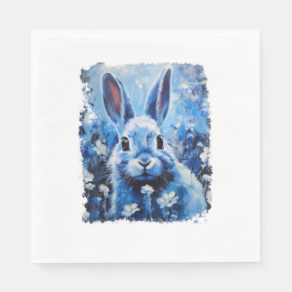 Pop Art Kleurrijke Bunny Konijn Blauw Servet