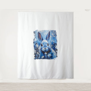 Pop Art Kleurrijke Bunny Konijn Blauw Wandkleed