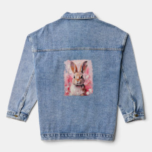 Pop Art Kleurrijke Bunny Konijn Roze Denim Jacket