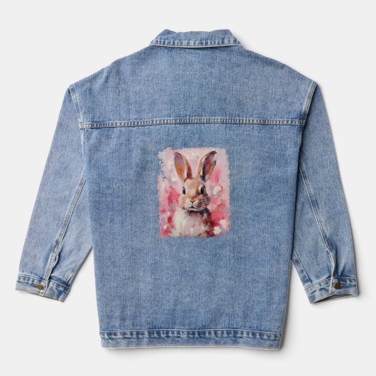 Pop Art Kleurrijke Bunny Konijn Roze Denim Jacket (Achterkant)