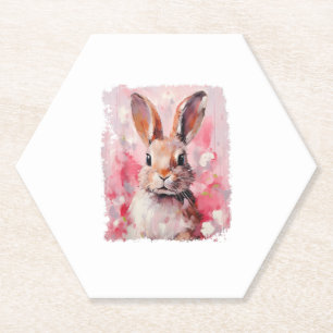 Pop Art Kleurrijke Bunny Konijn Roze Kartonnen Onderzetters