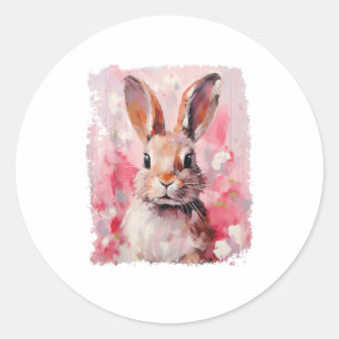 Pop Art Kleurrijke Bunny Konijn Roze Ronde Sticker
