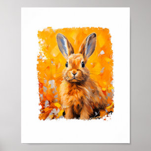 Pop Art Kleurrijke Bunny Rabbit Sinaasappel Poster