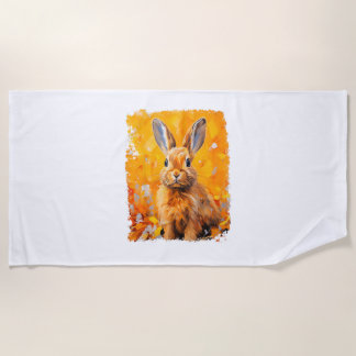 Pop Art Kleurrijke Bunny Rabbit Sinaasappel Strandlaken
