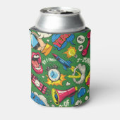 Pop Art: Kleurrijke Comic Naadloos Blikjeskoeler (Blikje Achterkant)