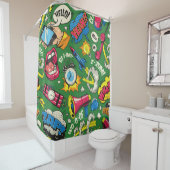 Pop Art: Kleurrijke Comic Naadloos Douchegordijn (In situ)