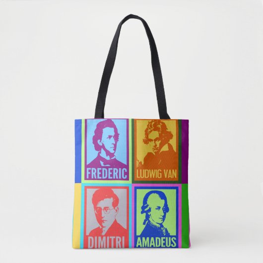 Pop Art kleurrijke componisten Tote Bag (Voorkant)