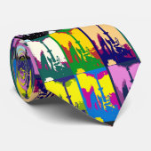 Pop Art Kleurrijke gitaarpatroon Stropdas (Opgerold)