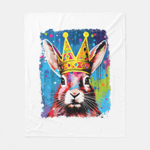 Pop Art Kleurrijke Konijn Koningin Fleece Deken