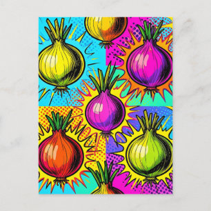 Pop Art Kleurrijke Uien Briefkaart