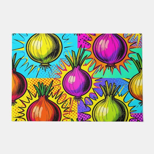 Pop Art Kleurrijke Uien Deurmat (Voorkant)