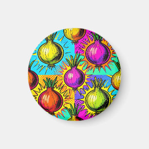 Pop Art Kleurrijke Uien Magneet