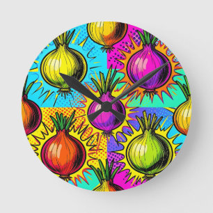 Pop Art Kleurrijke Uien Ronde Klok