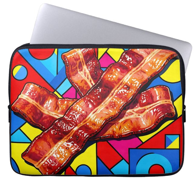Pop Art Knapperige Bacon Laptop Sleeve (Voorkant)