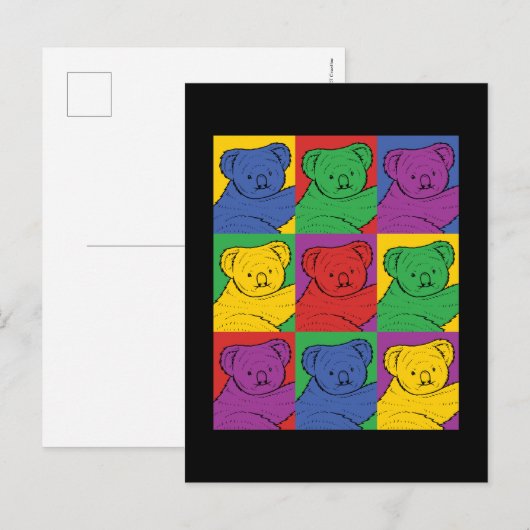 Pop Art Koala Briefkaart (Voorkant / Achterkant)