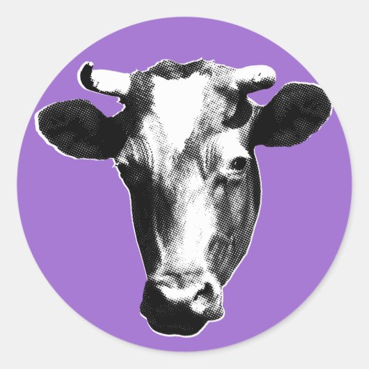 Pop Art Koe Ronde Sticker (Voorkant)