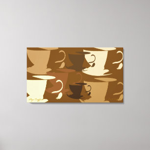 Pop Art Koffie op Canvas Afdruk