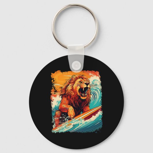 Pop Art Koning Jungle Dier Leeuw Paddle Board Surf Sleutelhanger (Voorkant)