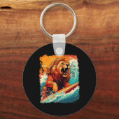 Pop Art Koning Jungle Dier Leeuw Paddle Board Surf Sleutelhanger (Voorkant)