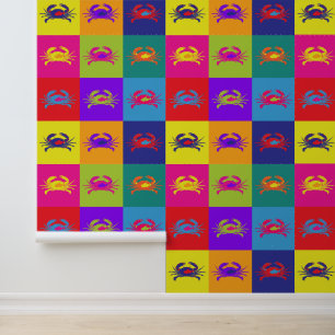 Pop Art Krabben Kleurrijke Retro Stijl Behang