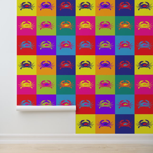 Pop Art Krabben Kleurrijke Retro Stijl Behang (Applicatie)
