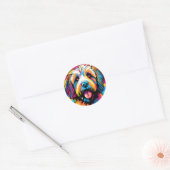 Pop Art Labradoodle Portret Ronde Sticker (Envelop)