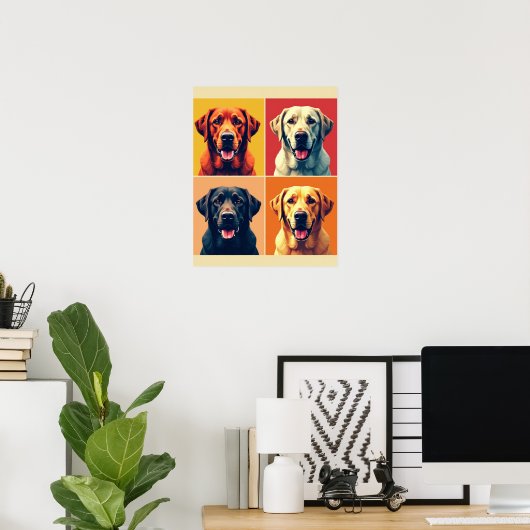 Pop Art Labrador Retriever – Classic Warhol Grid Poster (Thuiskantoor)