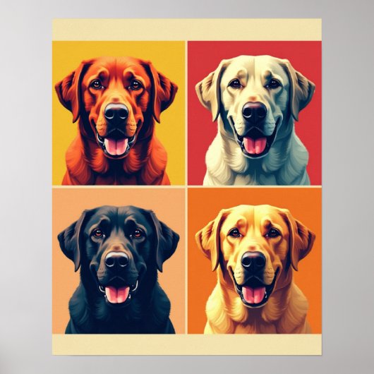 Pop Art Labrador Retriever – Classic Warhol Grid Poster (Voorkant)