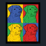 Pop Art Labrador Retriever Poster<br><div class="desc">"Pop Art Labrador Retriever"-kunst die is ontworpen met behulp van creatieve shows en een iconisch profiel van een hond in een kunststuk met vier panelen voor pop! Dit is een geweldig cadeau voor familie, vrienden, of een traktatie voor jezelf! Deze grappige afbeelding is een geweldige aanvulling op iemands stijl. bCreative...</div>