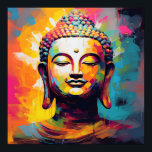Pop Art Lachende Boeddha buste Poster<br><div class="desc">Abstracte,  pop kunst lachende Boeddha bust art</div>