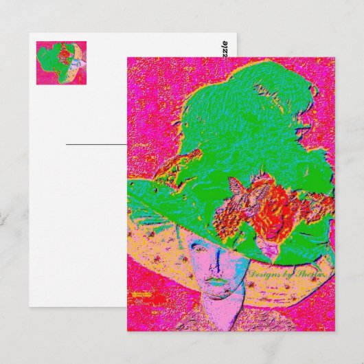 Pop art lady, briefkaart (Voorkant / Achterkant)