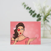 Pop Art Lady Hart Lollipop Valentijn Briefkaart (Staand voorkant)